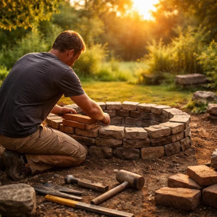 homme-brasero-construction-jardin-coucher-soleil