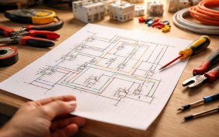 schema-electrique-outils-main-floue