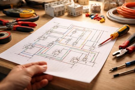 schema-electrique-outils-main-floue