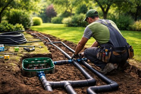 jardin-verdoyant-technicien-tuyaux-arbres