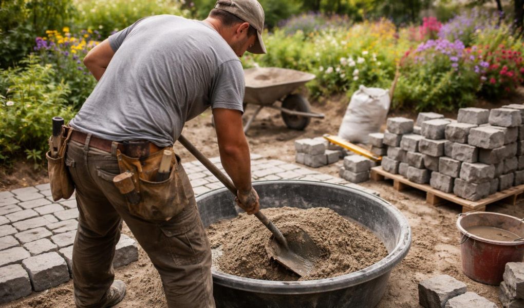 artisan-melange-ciment-paves-jardin