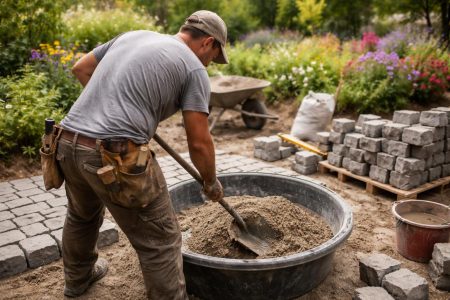 artisan-melange-ciment-paves-jardin